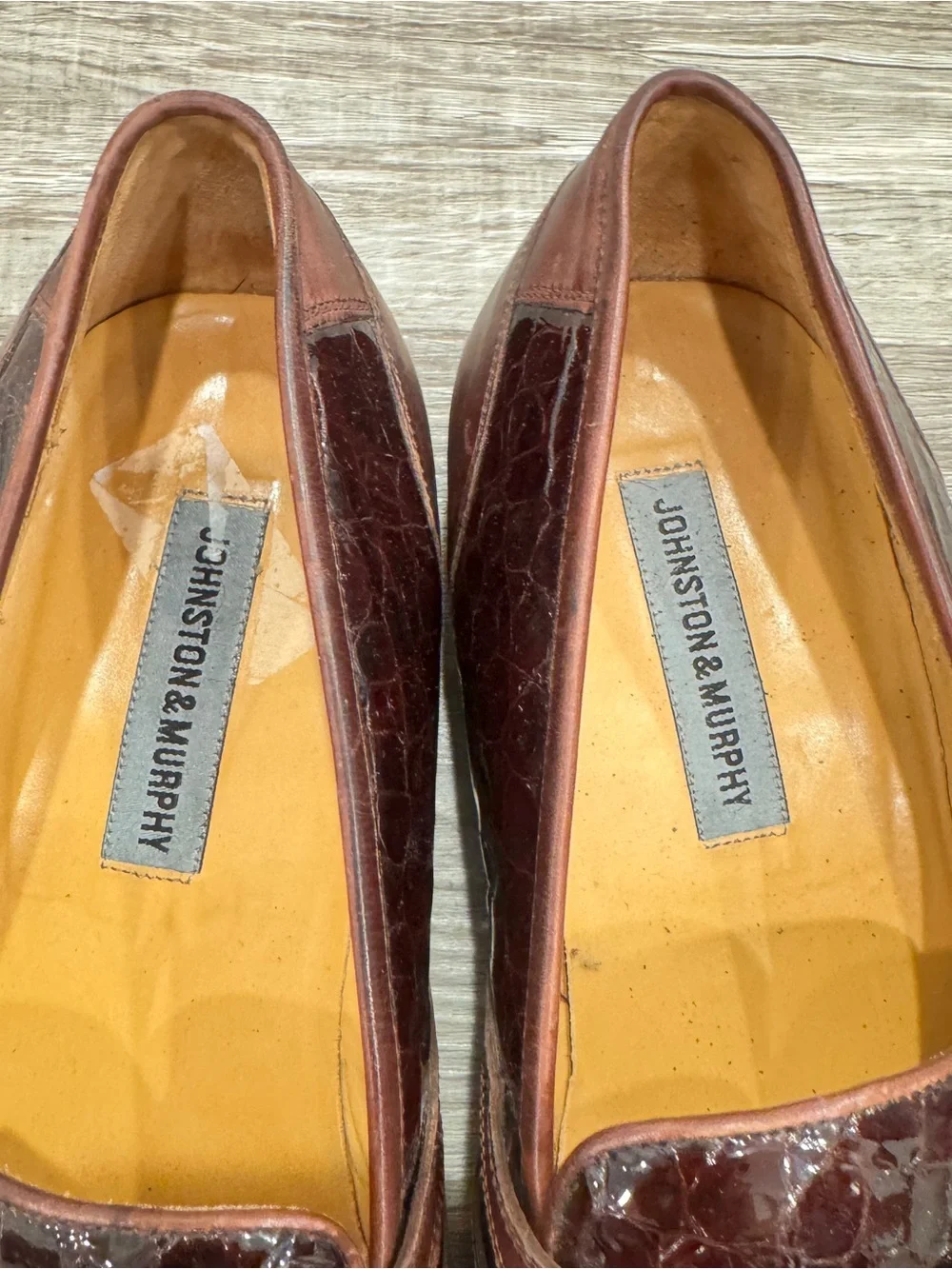 Johnston & Murphy Mixon Loafers Brown Leather Croc Print Tassels Men's 13